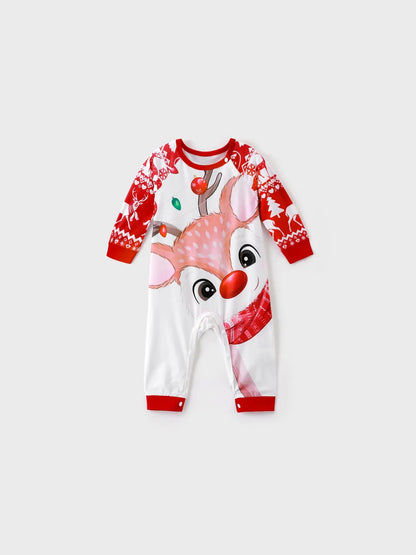 Matching Christmas Pajamas Set For Family With Deer Print Baby