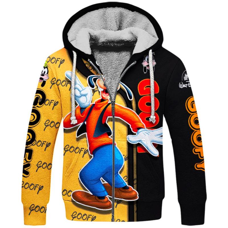 Goofy Pattern Design Hoodie and Leggings Set Fleece Zipper Hoodies