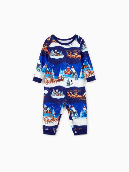 Santa Sleigh And Reindeer Family Matching Pajamas Set Baby