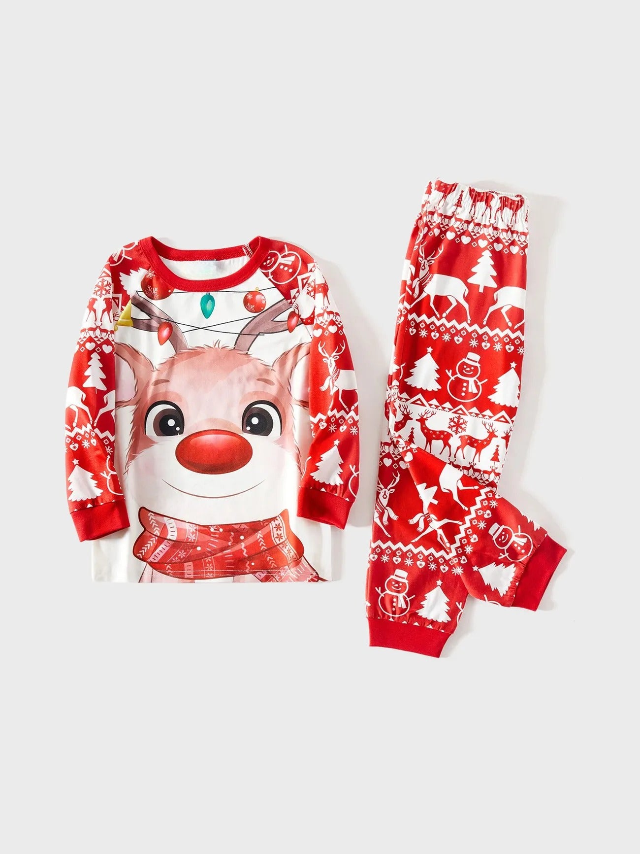 Matching Christmas Pajamas Set For Family With Deer Print Kids