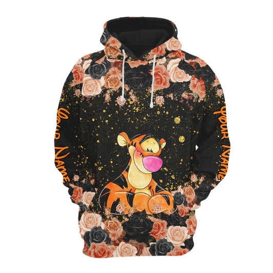 Customizable Tigger Rose Glitter Hoodie And Leggings Set Hoodies