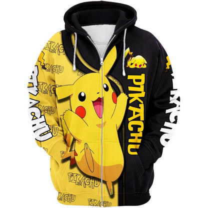 Pikachu Design Hoodie And Leggings Set Zipper Hoodies