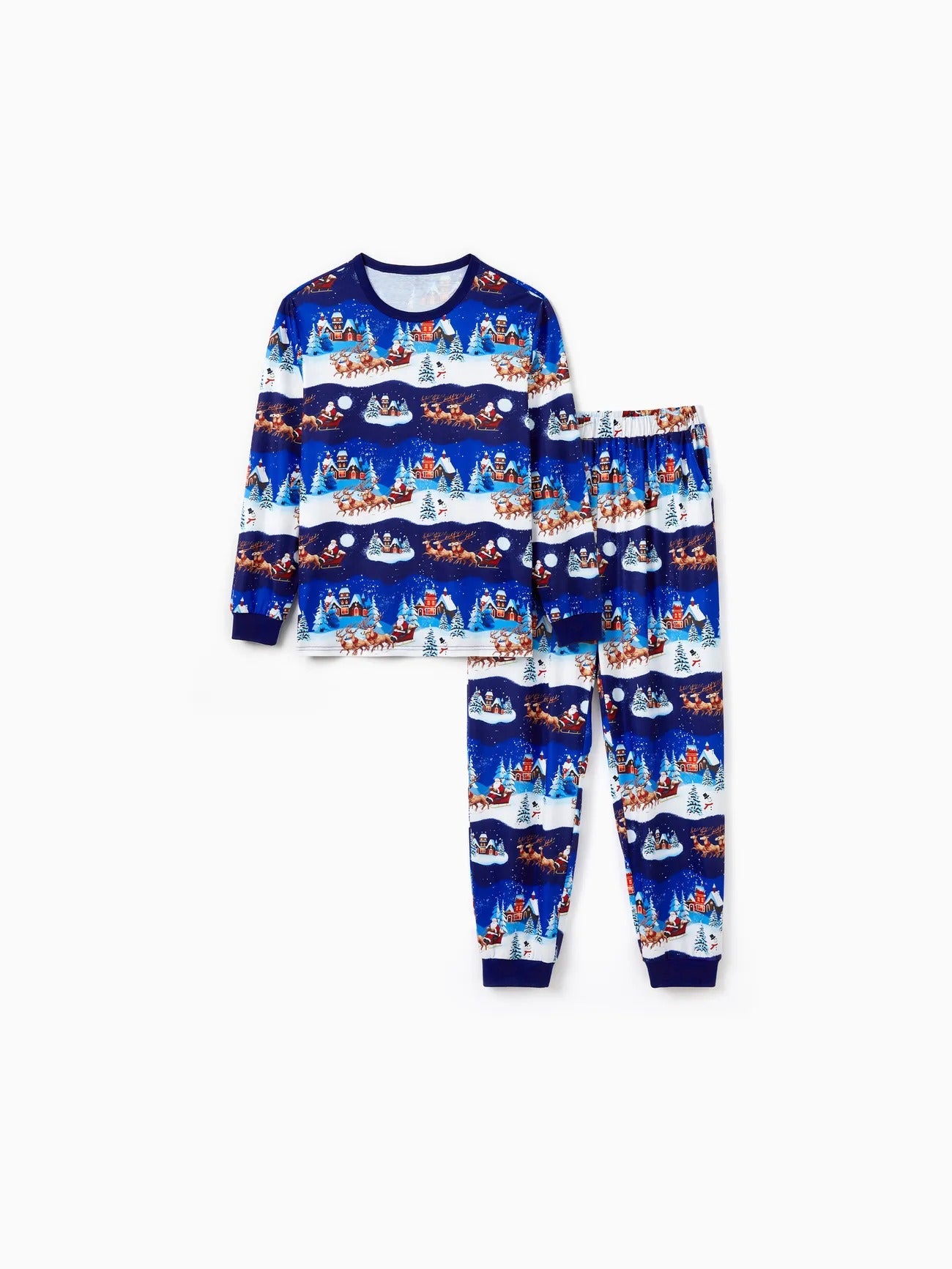 Santa Sleigh And Reindeer Family Matching Pajamas Set Men