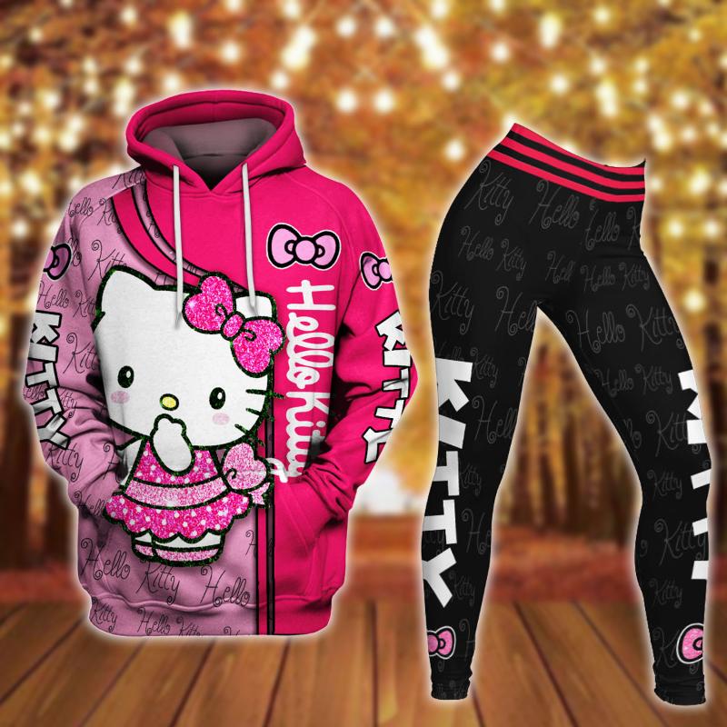 Hello Kitty Design Hoodie And Leggings Set