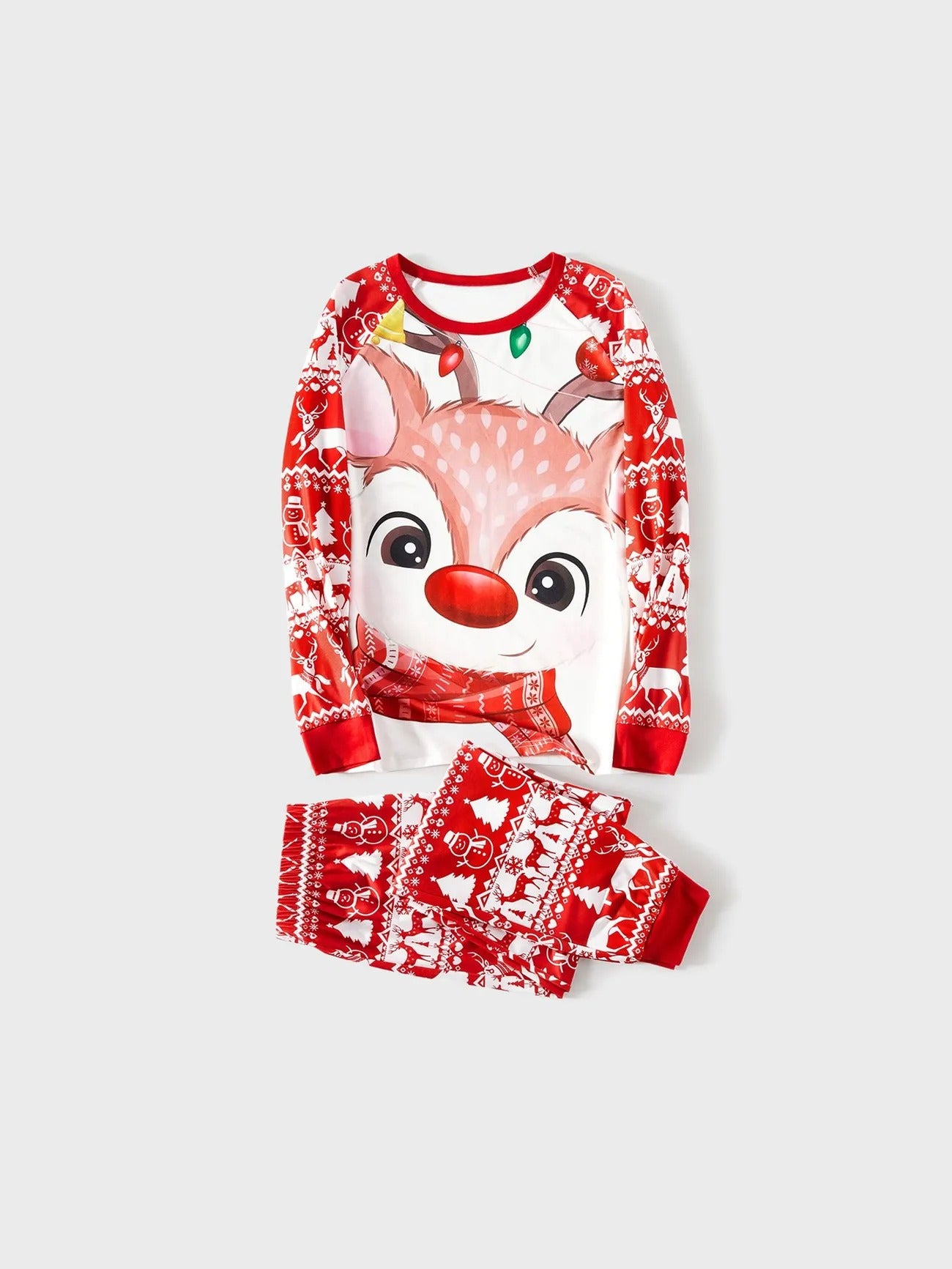 Matching Christmas Pajamas Set For Family With Deer Print Women