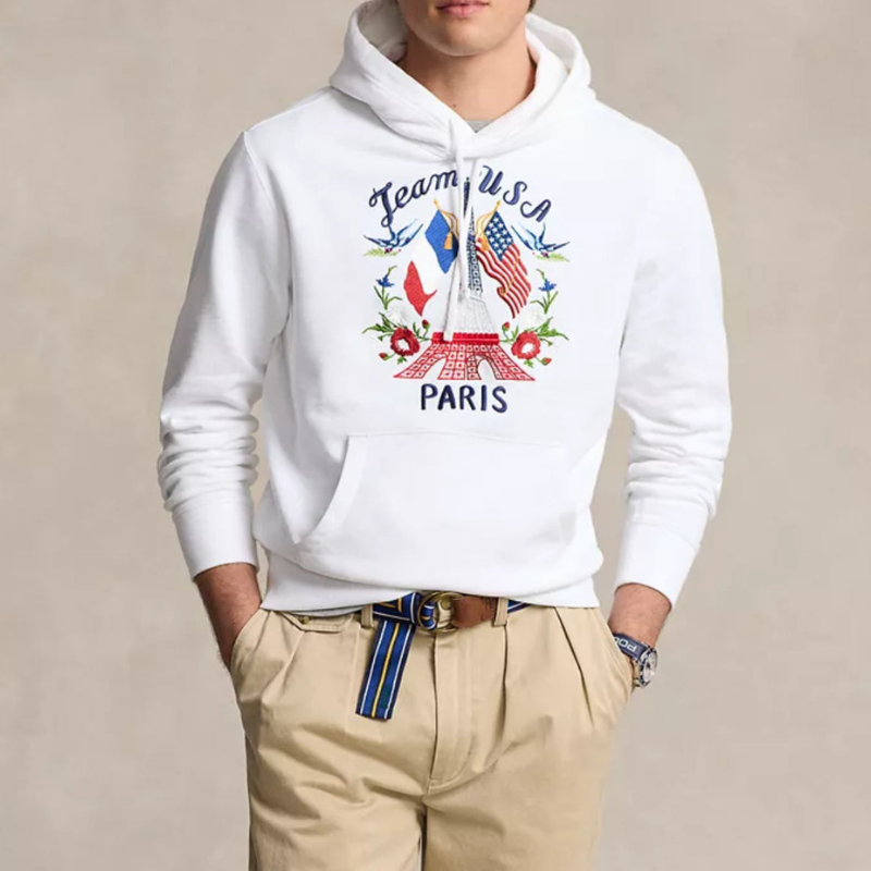 Soft Embroidered Casual Fleece Hoodie Male