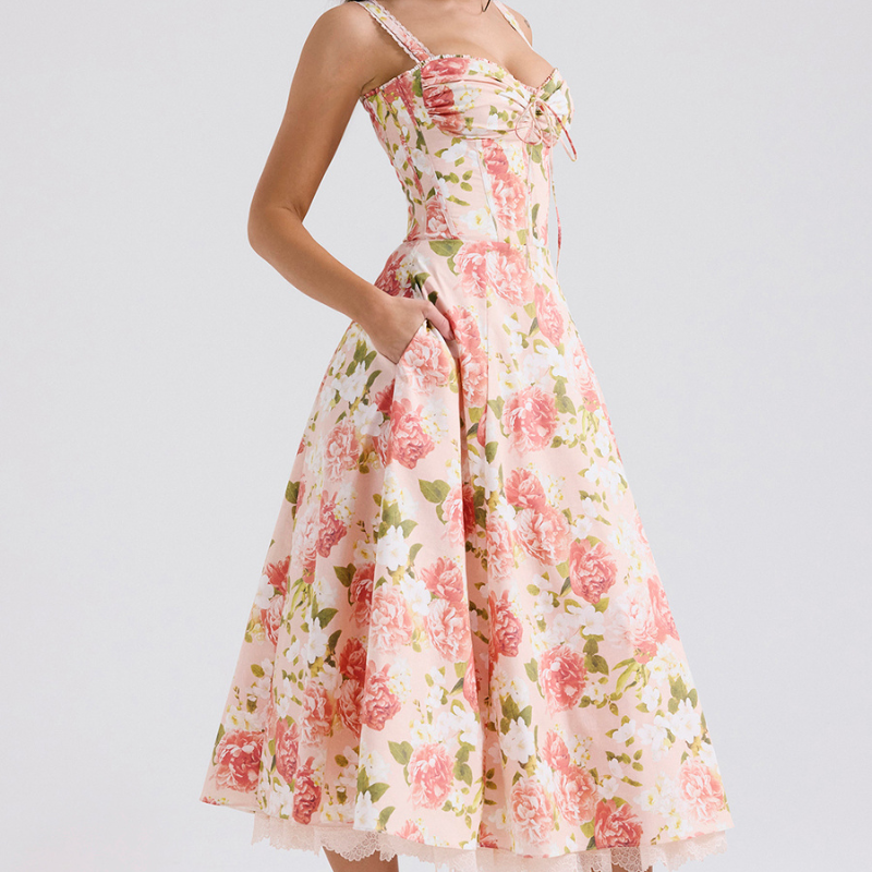 Peony Floral Printed Design Sundress