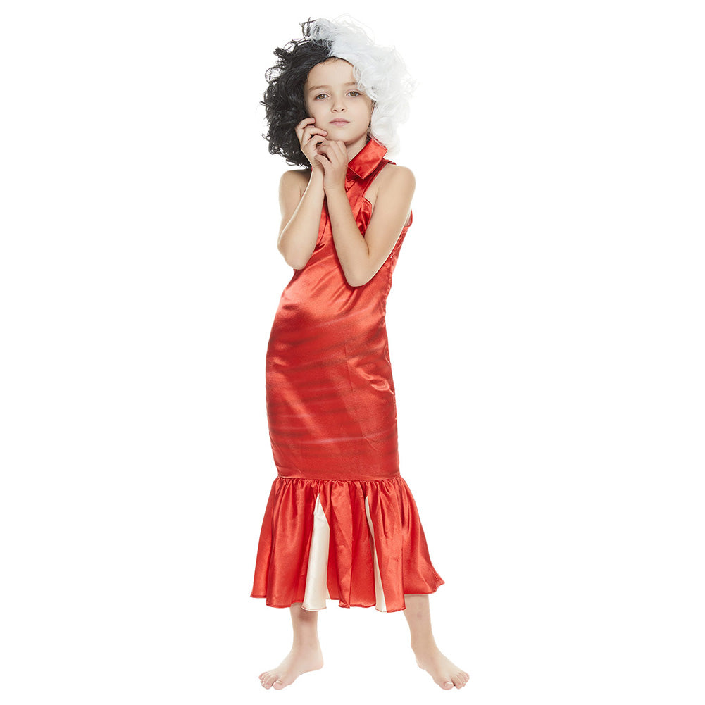 Kids Cruella Cosplay Costume Dress