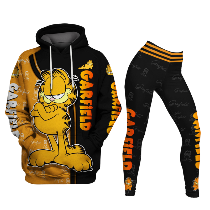 Garfield Character Hoodie And Leggings Set Hoodies And Leggings