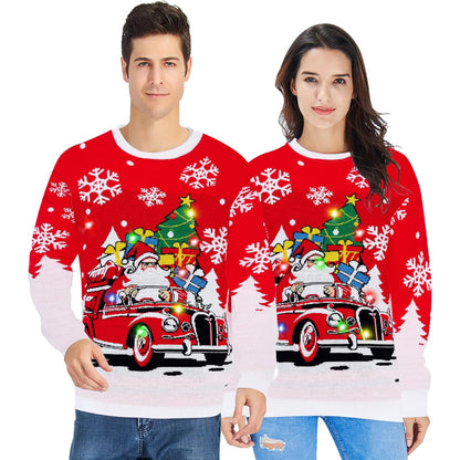 Santa Festive Ride 3D LED Light Up Sweatshirt