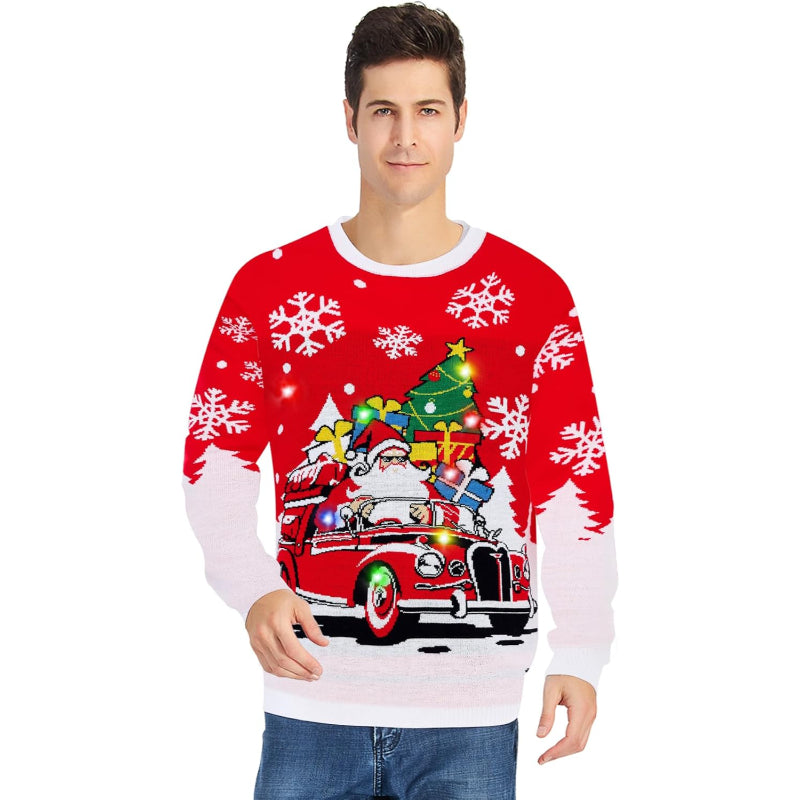 Santa Festive Ride 3D LED Light Up Sweatshirt