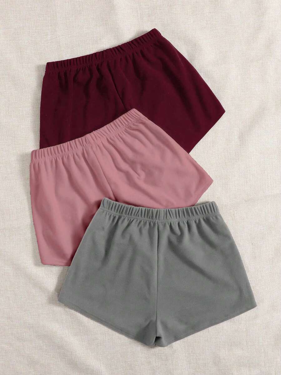 3 Pieces Solid Knot Lounge Shorts