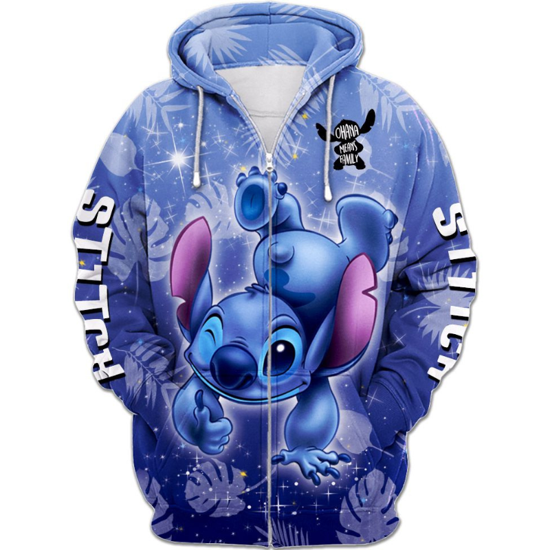 Stitch Ohana Castle Glitter Hoodie And Leggings Combo Zipper Hoodies