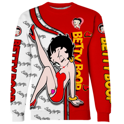 Betty Boop Pattern Hoodie And Leggings Set Sweatshirt