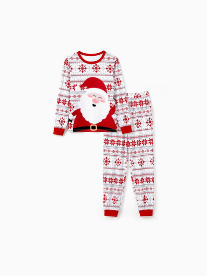 Santa Print Christmas Pajamas Set For Family With Drawstrings Men