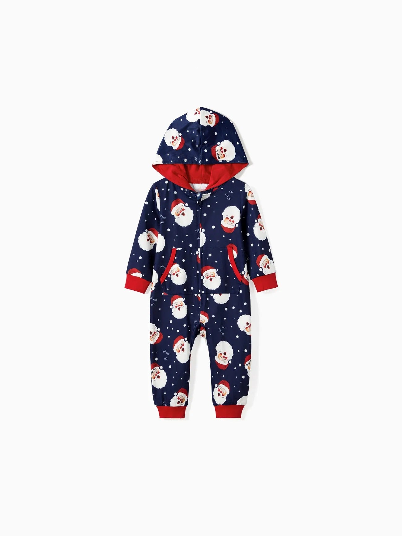 Santa Printed Family Matching Hooded Pajama Set Baby