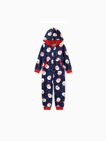 Santa Printed Family Matching Hooded Pajama Set Kids