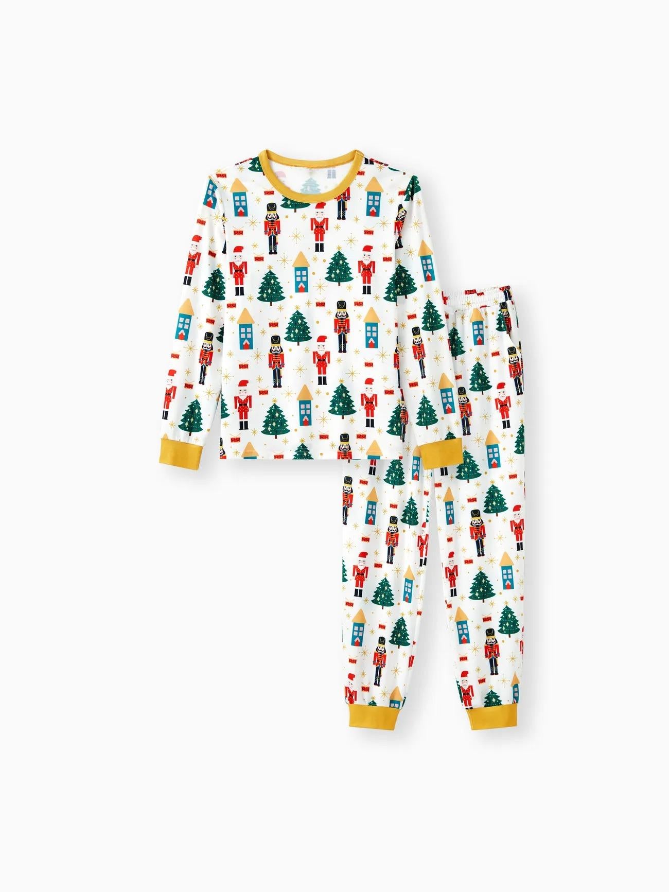 Christmas Family Matching Nutcracker Pattern Printed Pajama Set Women