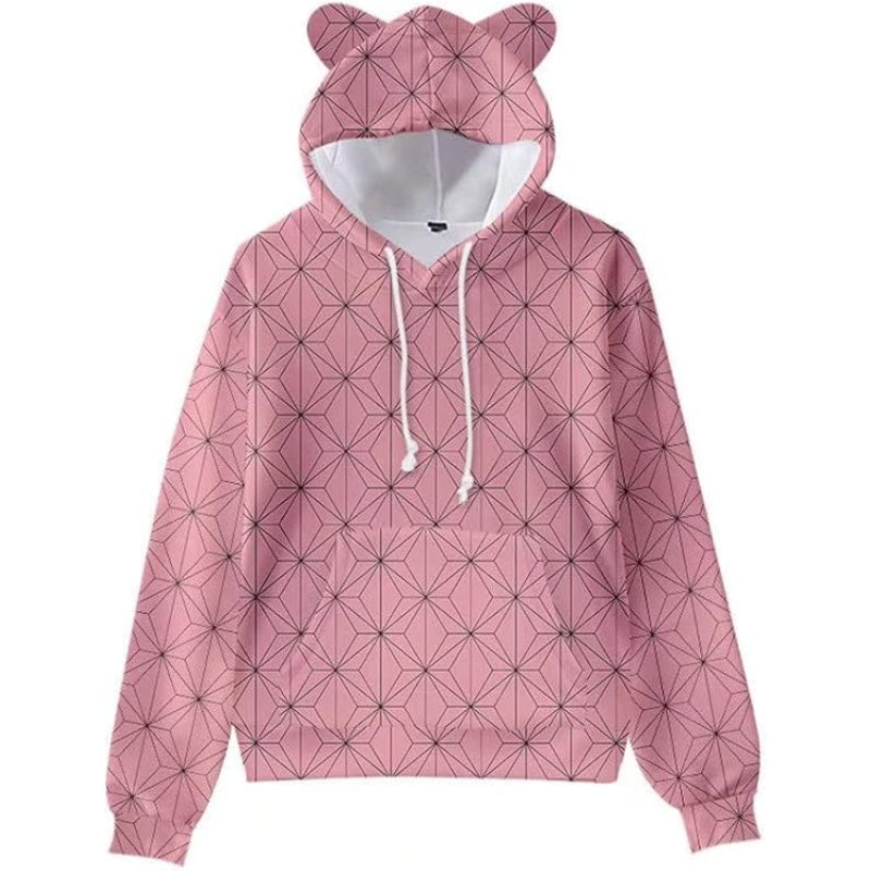 Anime Printed Comfy Sweatshirts Light Pink