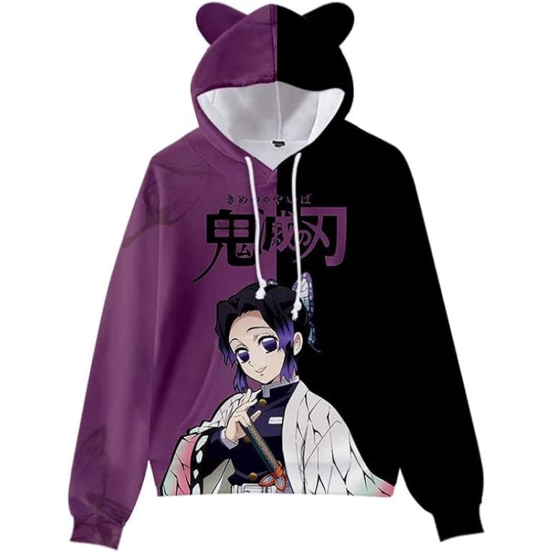 Anime Printed Comfy Sweatshirts Purple