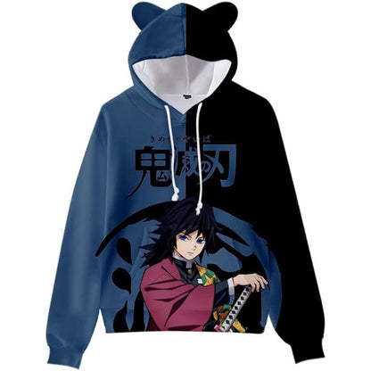 Anime Printed Hoodies Blue