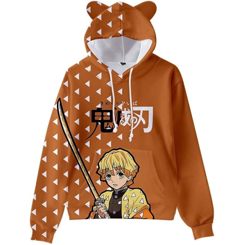 Anime Printed Hoodies Orange