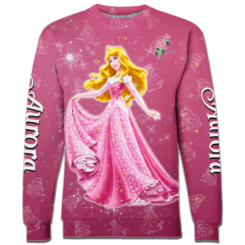 Aurora Princess Castle Glitter Pattern Hoodie And Sweatshirt Sweatshirt