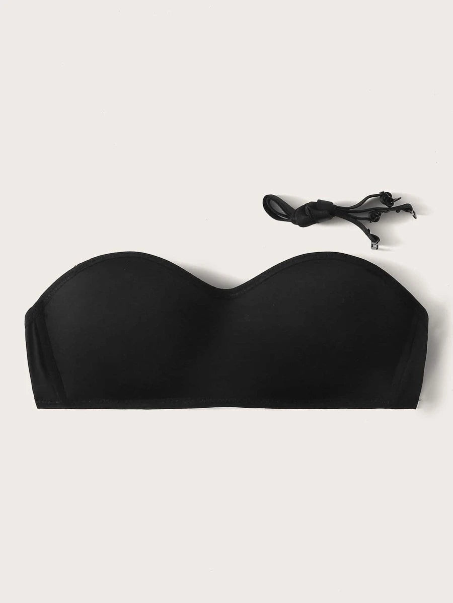 Bandeau Bra With Adjustable Strap Black