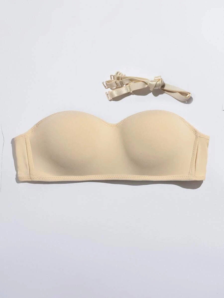 Bandeau Bra With Adjustable Strap Beige