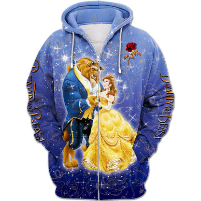 Beauty And The Beast Character Activewear Set Zipper Hoodie