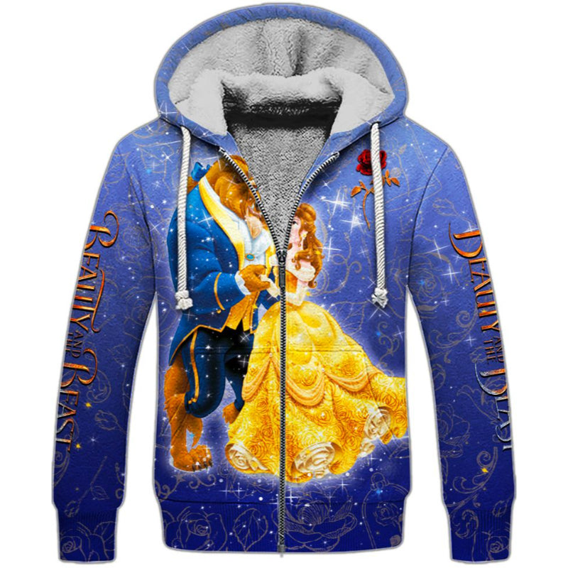 Beauty And The Beast Character Activewear Set Fleece Zipper Hoodie