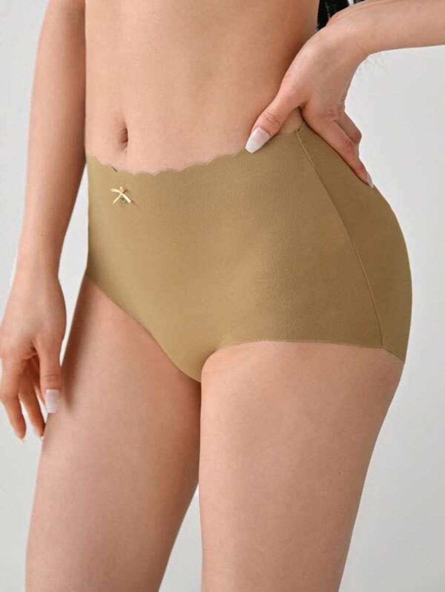 Bow Decor Scallop Trim Panty