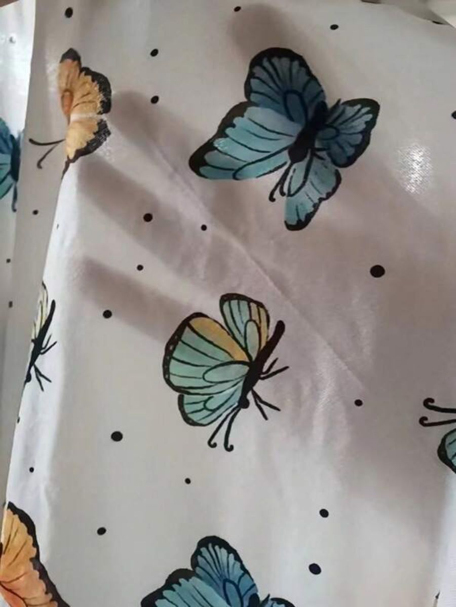 Butterfly Printed Lettuce Trim Pajama Set