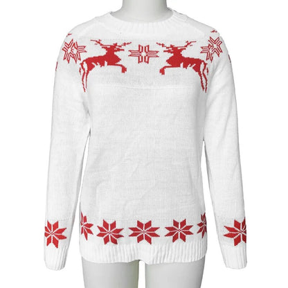 Reindeer Print Sweater White