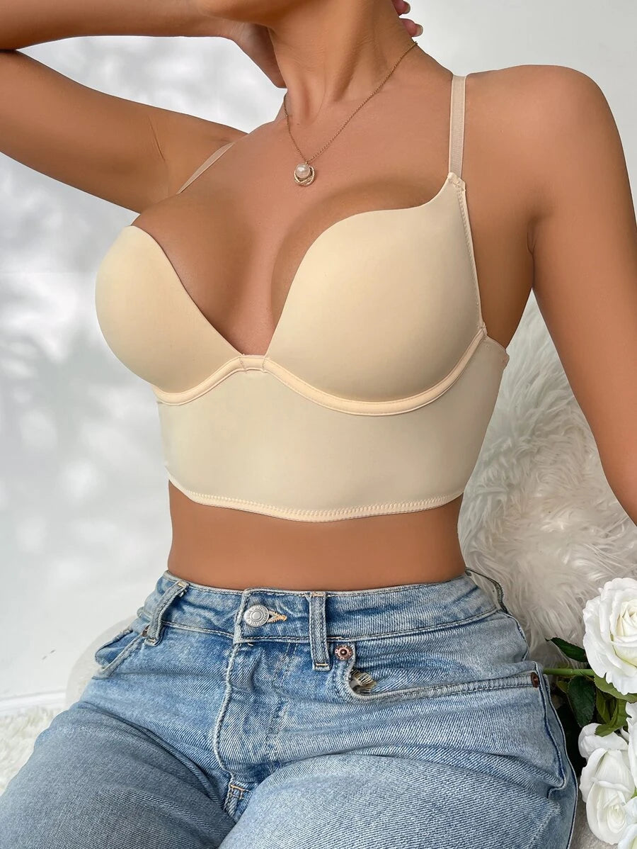 Casual Solid Underwire Criss Cross Bra