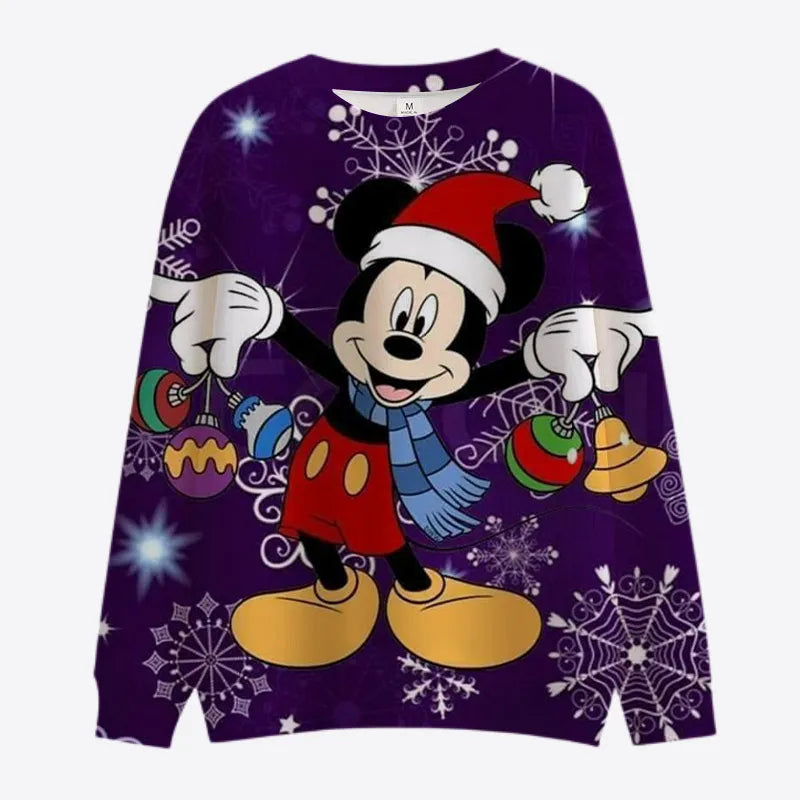 Christmas Pattern Minnie And Mickey Sweatshirt