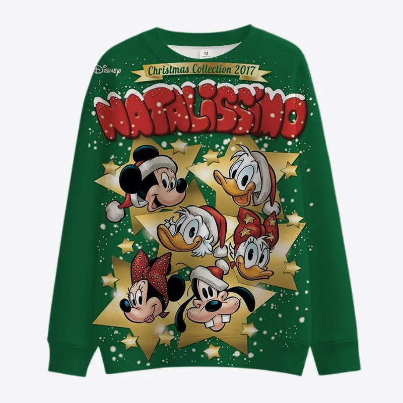 Christmas Pattern Minnie And Mickey Sweatshirt