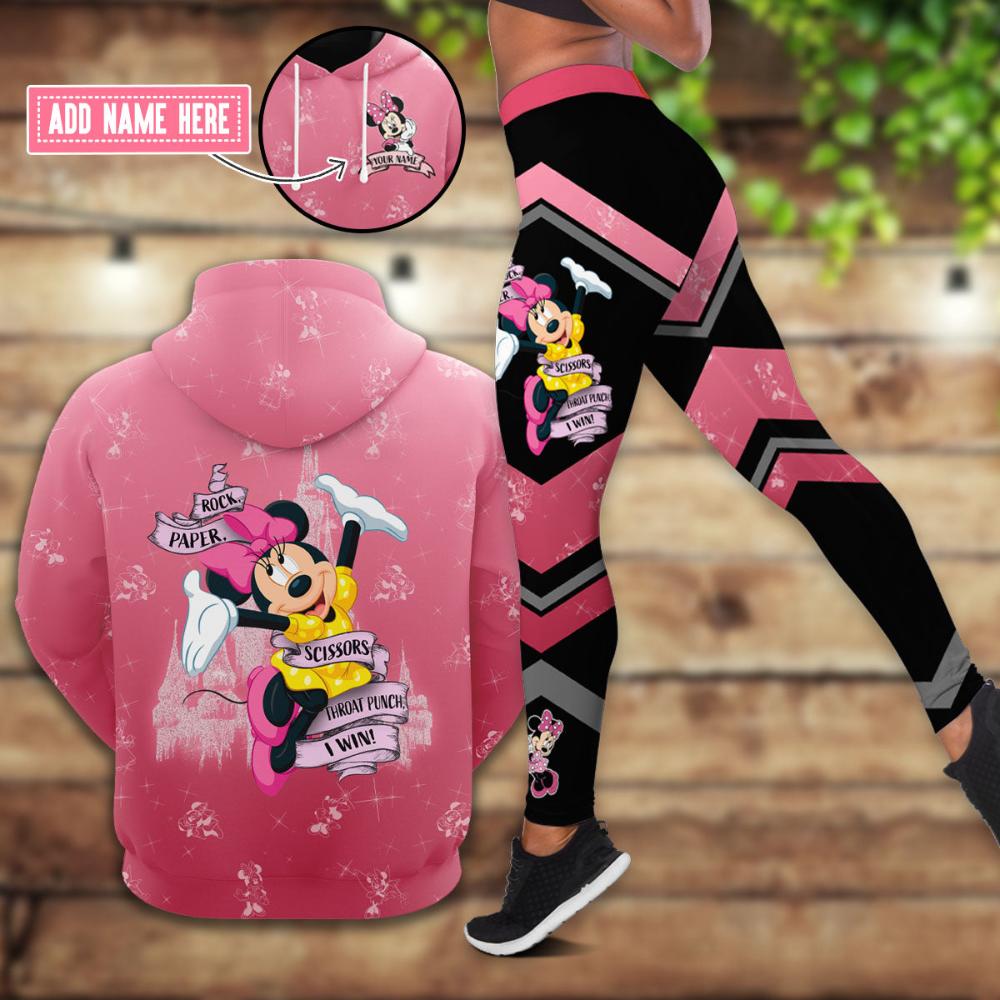 Custom Name Minnie Mouse Rock Paper Hoodie And Leggings Set Hoodie And Leggings Set