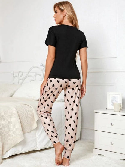 Patterned Tee And Pants Set