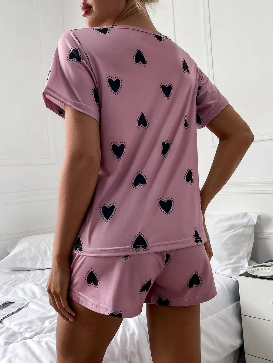 Elegant Geometric Print Shorts Set