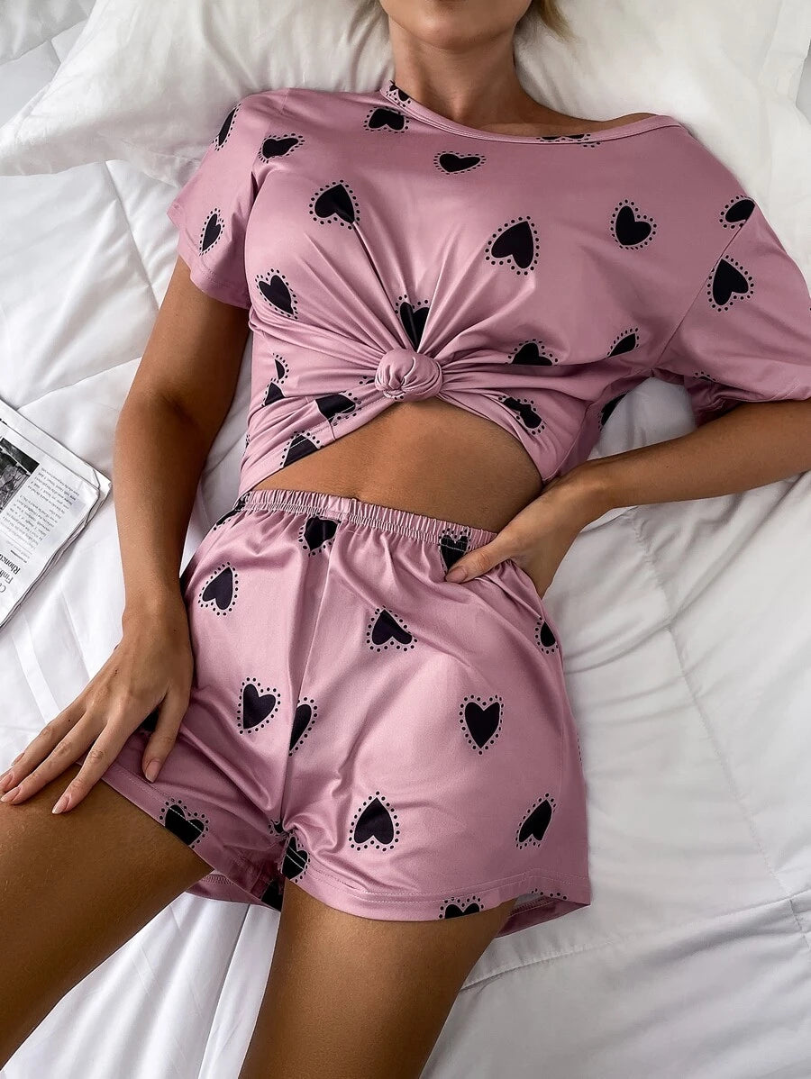 Elegant Geometric Print Shorts Set