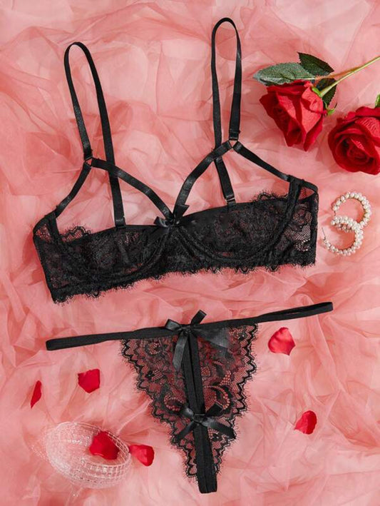 Floral Lace Underwire Lingerie Set