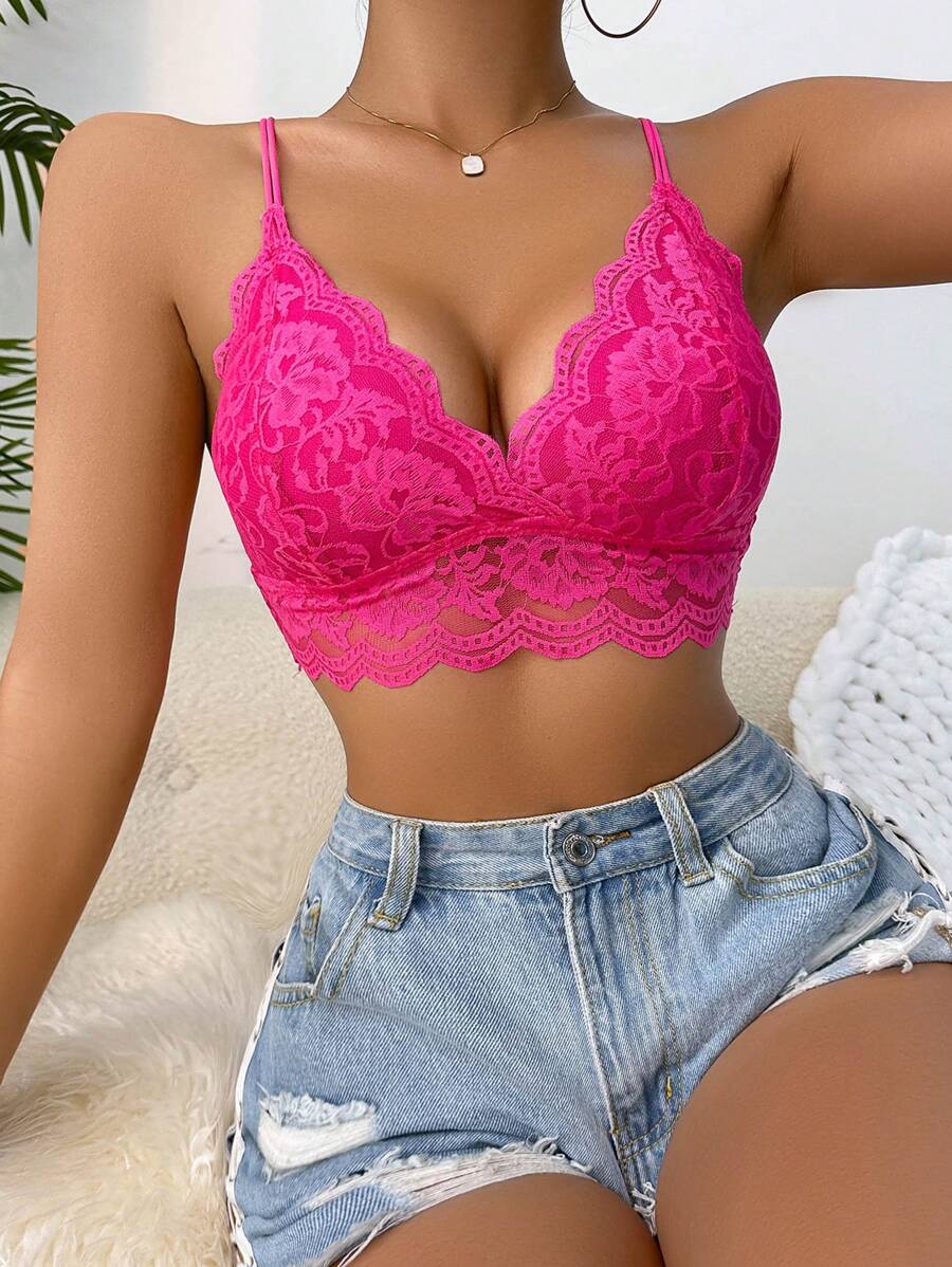 Floral Lace Scallop Trim Bralette