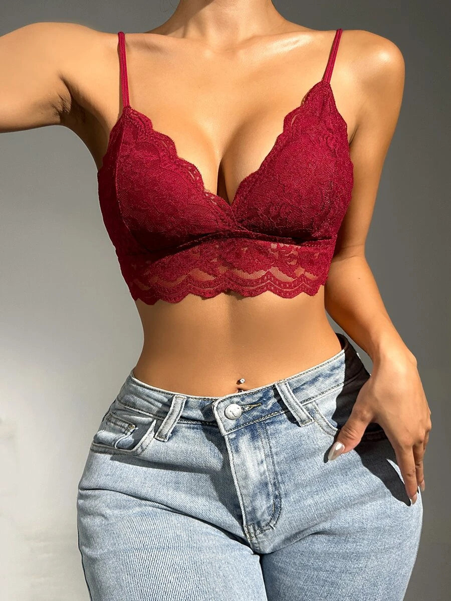 Floral Lace Scallop Trim Bralette