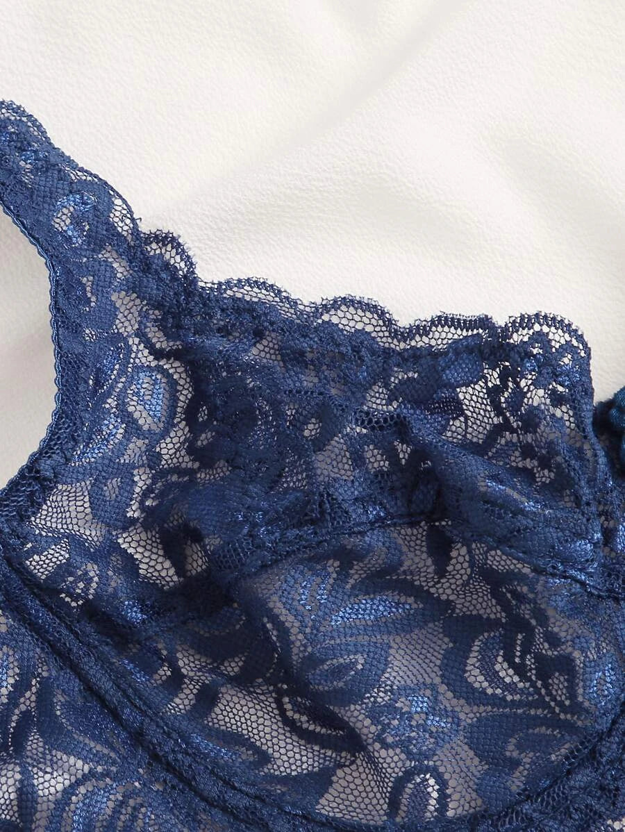 Floral Lace Sheer Underwire Bra