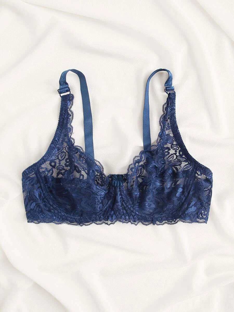 Floral Lace Sheer Underwire Bra