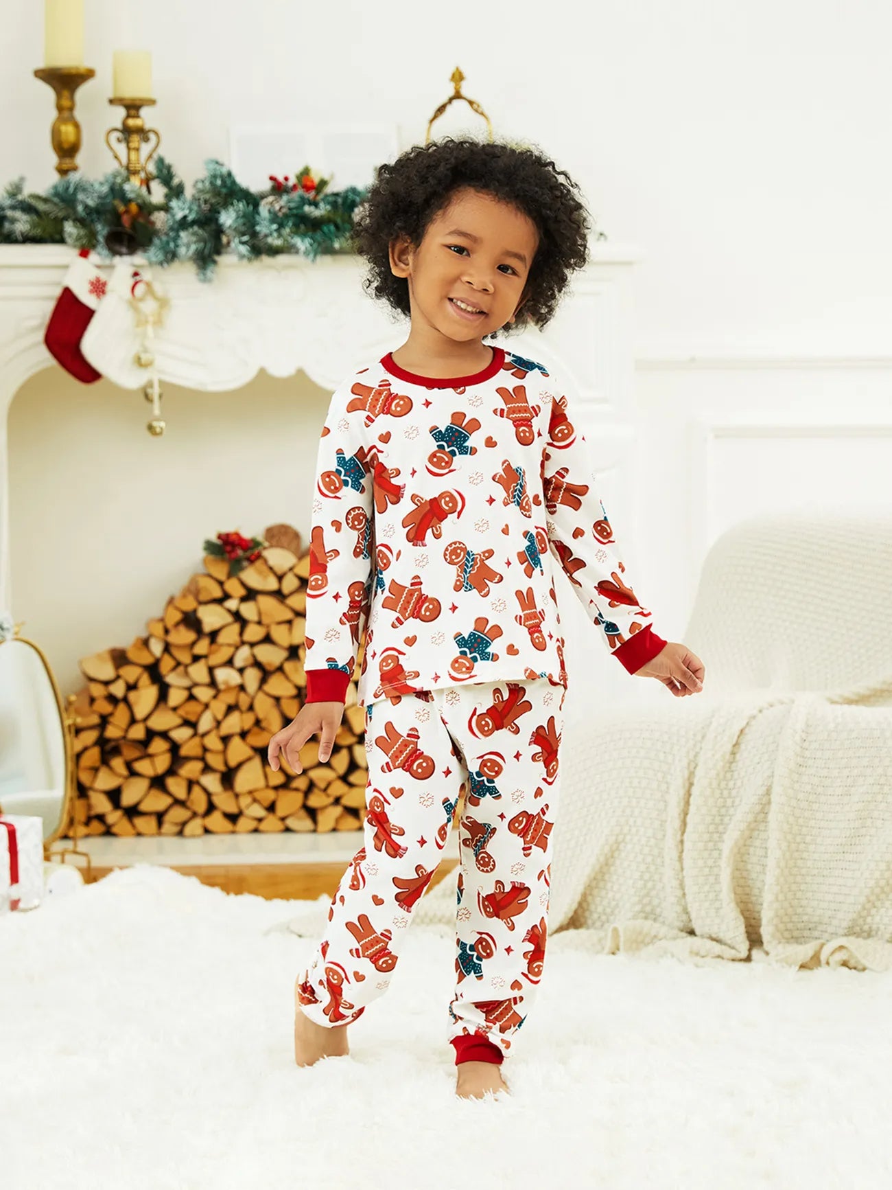 Gingerbread And Candy Cane Family Matching Pajama Set Kids