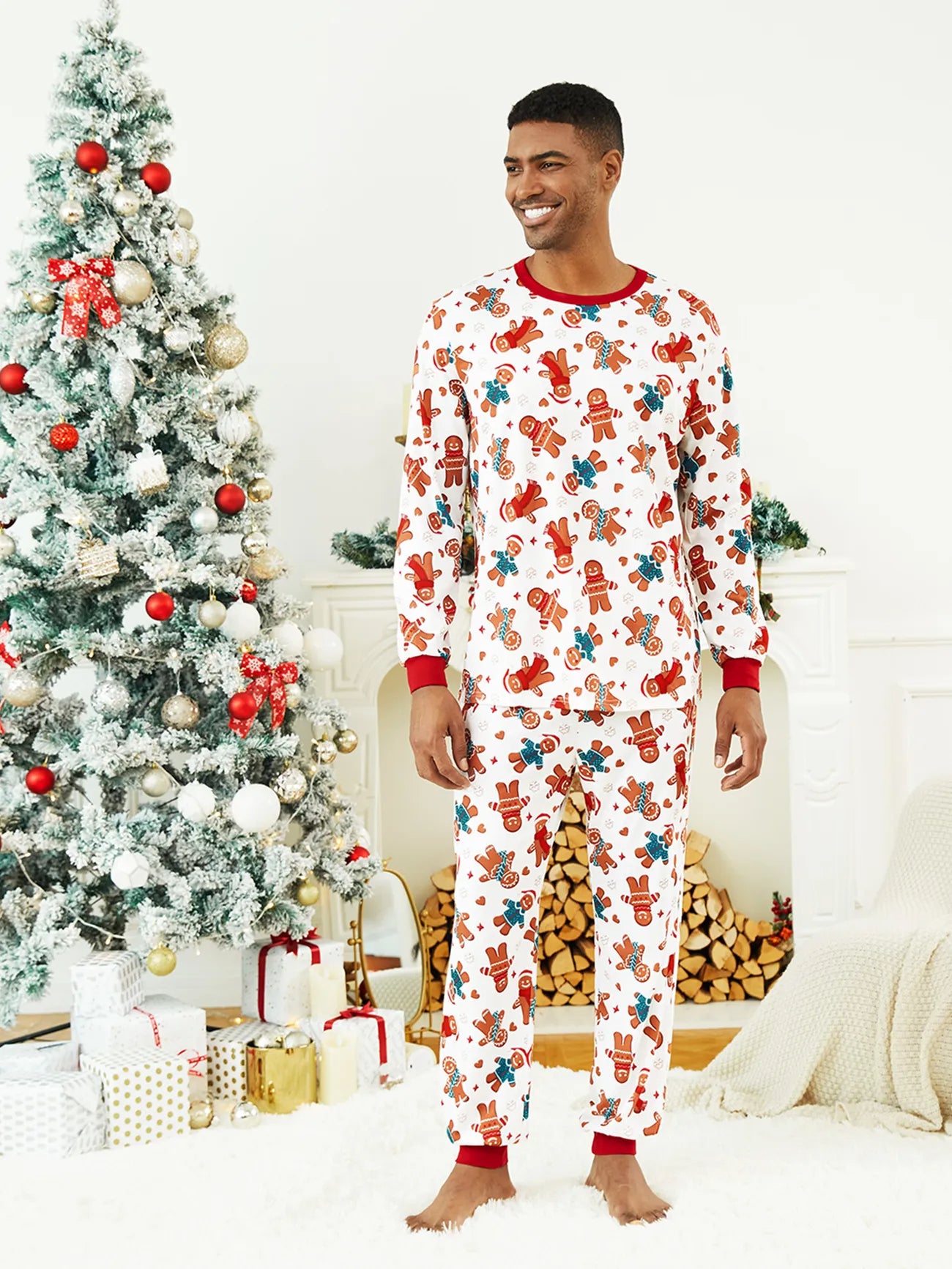 Gingerbread And Candy Cane Family Matching Pajama Set Men