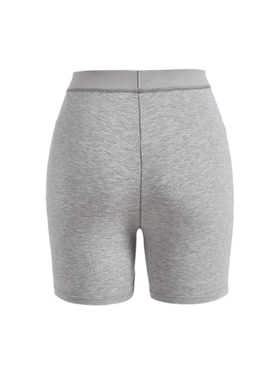 Solid Ribbed Knit Lounge Shorts