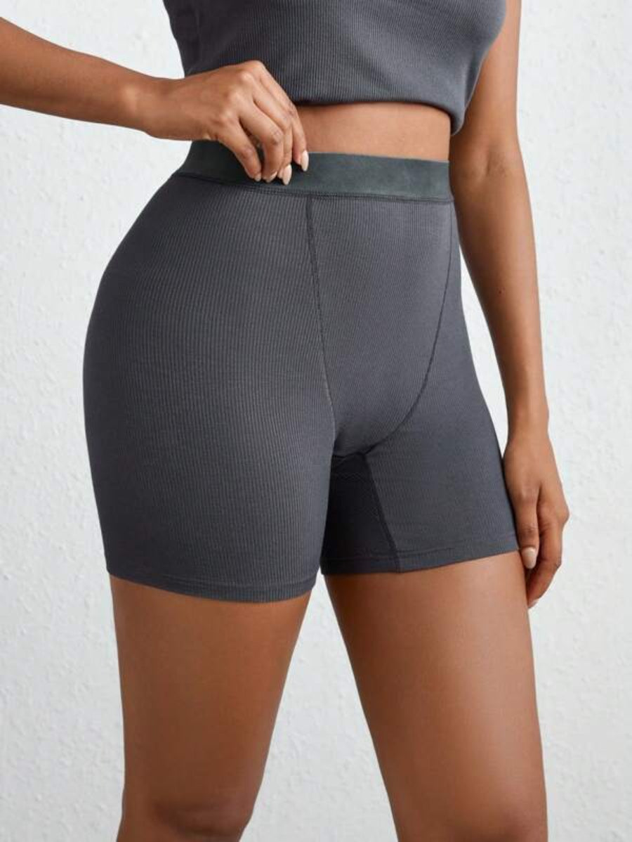 Solid Ribbed Knit Lounge Shorts